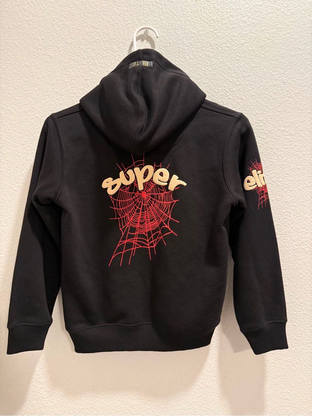 Elite Premium Denim Boys 10 Black Pullover Hoodie Super Spiderweb Graphic
